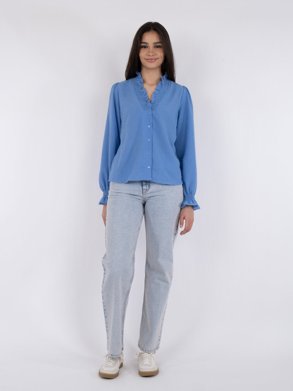 Brielle Glitter bluse - Dusty Blue